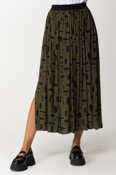 Alessia Santi  Pleated midi skirt with print 321SD75011 MUSCHIO-NERO DIAMAN