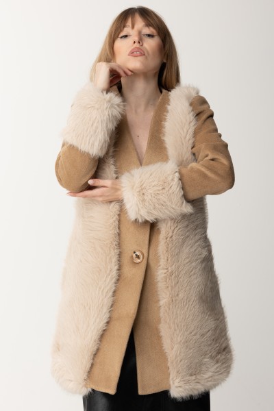 Yes London  Coat with faux-fur insert CD1152 CAMMELLO