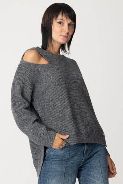 Pinko  Trykotowy sweter z wyciętym ramieniem 102232 A1A7 GRIGIO ROCCA