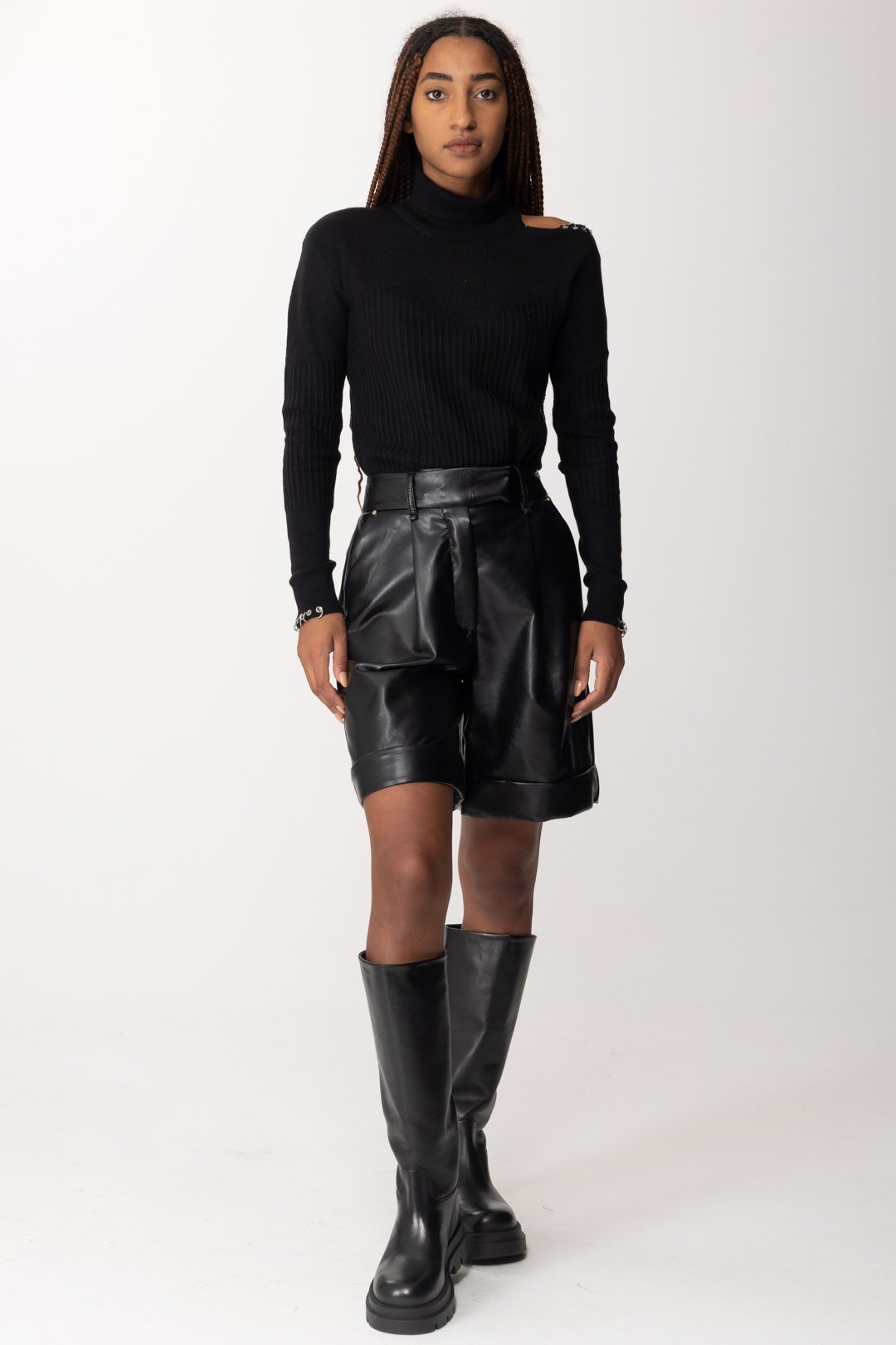 Preview: Patrizia Pepe Sweaters with cut-out and piercings Nero