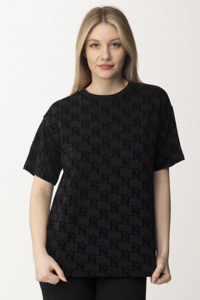 Elisabetta Franchi  T-Shirt mit Flock-Logodruck MA00641E2 NERO