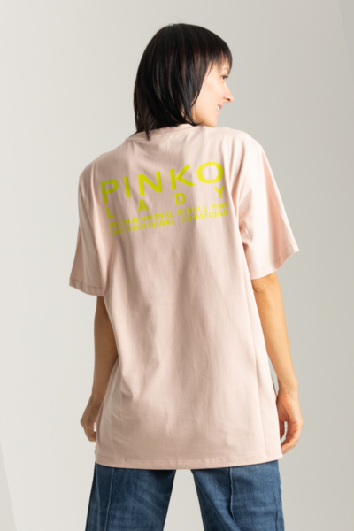 Pinko  T-shirt oversize z napisem z logo 101704 A13K NUVOLA DI ROSA