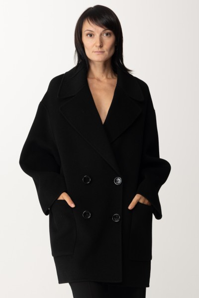Elisabetta Franchi  Short wool coat in caban cut CP46D36E2 NERO