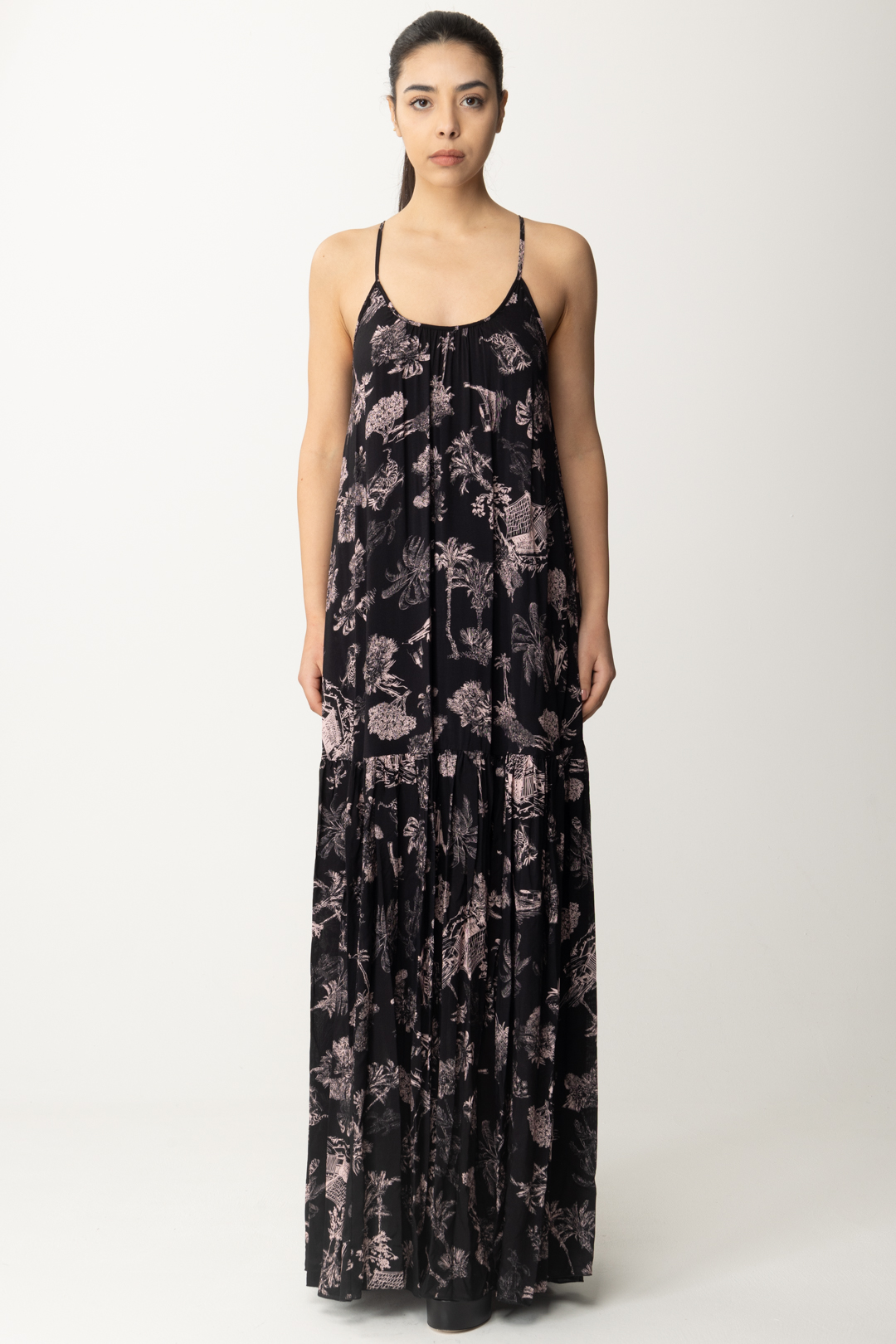 Vorschau: Aniye By Langes Kleid mit Tula-Print und Hosenträgern BLACK HAWAII