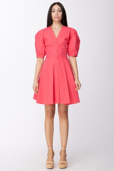 Twin-Set  Mini dress with puff sleeves and pleated skirt 211TT245A ROSA NEON