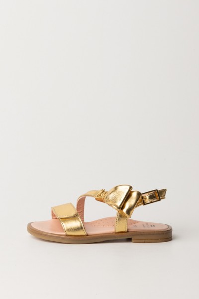 ELISABETTA FRANCHI BAMBINA  Płaskie, laminowane sandały F1A2-E0043-1735511- GOLD