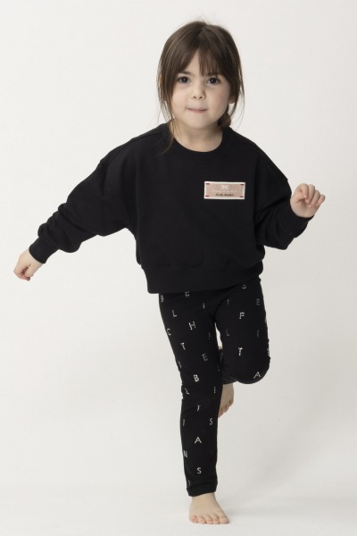 ELISABETTA FRANCHI BAMBINA  Sweatshirt mit Logo-Etikett EFFE1240FF002.D304 BLACK PINK