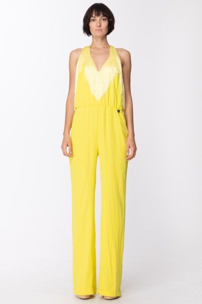 Mangano  Long jumpsuit with fringes and plunging neckline at back P16MNG00014