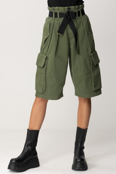 Pinko  Cargo shorts with belt 101978 A0D5 VERDE CIPRESSO