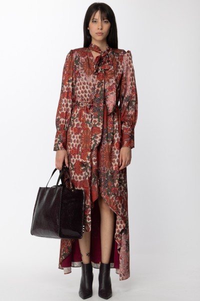 Gaelle Paris  Asymmetrical dress with sash and print GBDP13263 MULTICOLOR ARANCIONE
