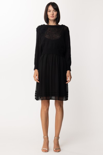 Twin-Set  Slip dress and embroidered jumper 202TP3262 NERO