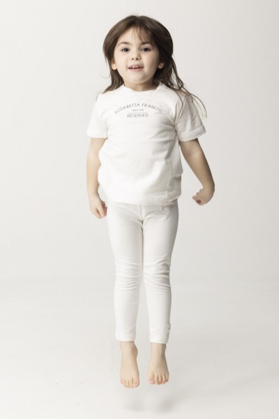 ELISABETTA FRANCHI BAMBINA  T-shirt with &quot;Reserved&quot; Print EGTS0790JE006.D028 IVORY/BLACK