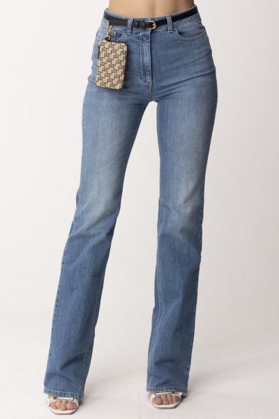 Elisabetta Franchi  Rozkloszowane jeansy z paskiem PJ55I42E2 LIGHT BLUE