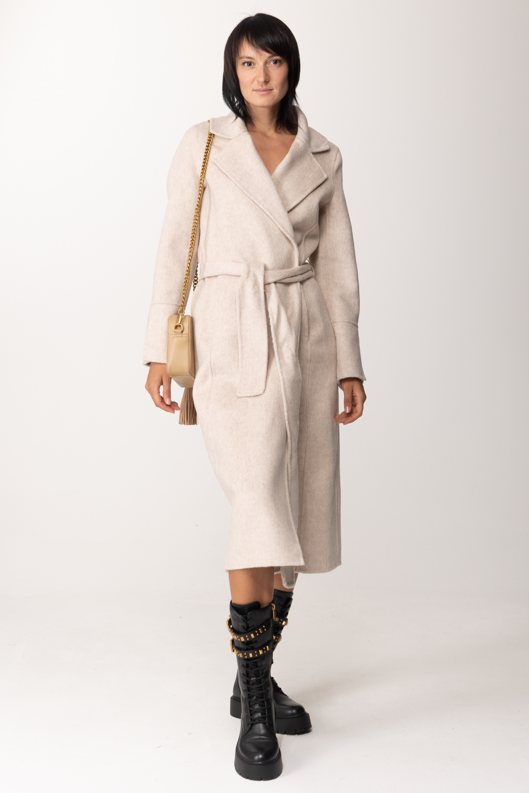 Preview: Alessia Santi Wool coat with belt Burro