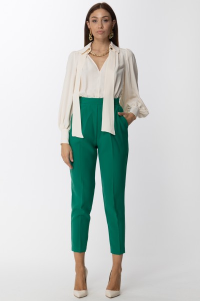 Elisabetta Franchi  Shirt/trousers style bicolor jumpsuit TU02627E2 BURRO/SMERALDO
