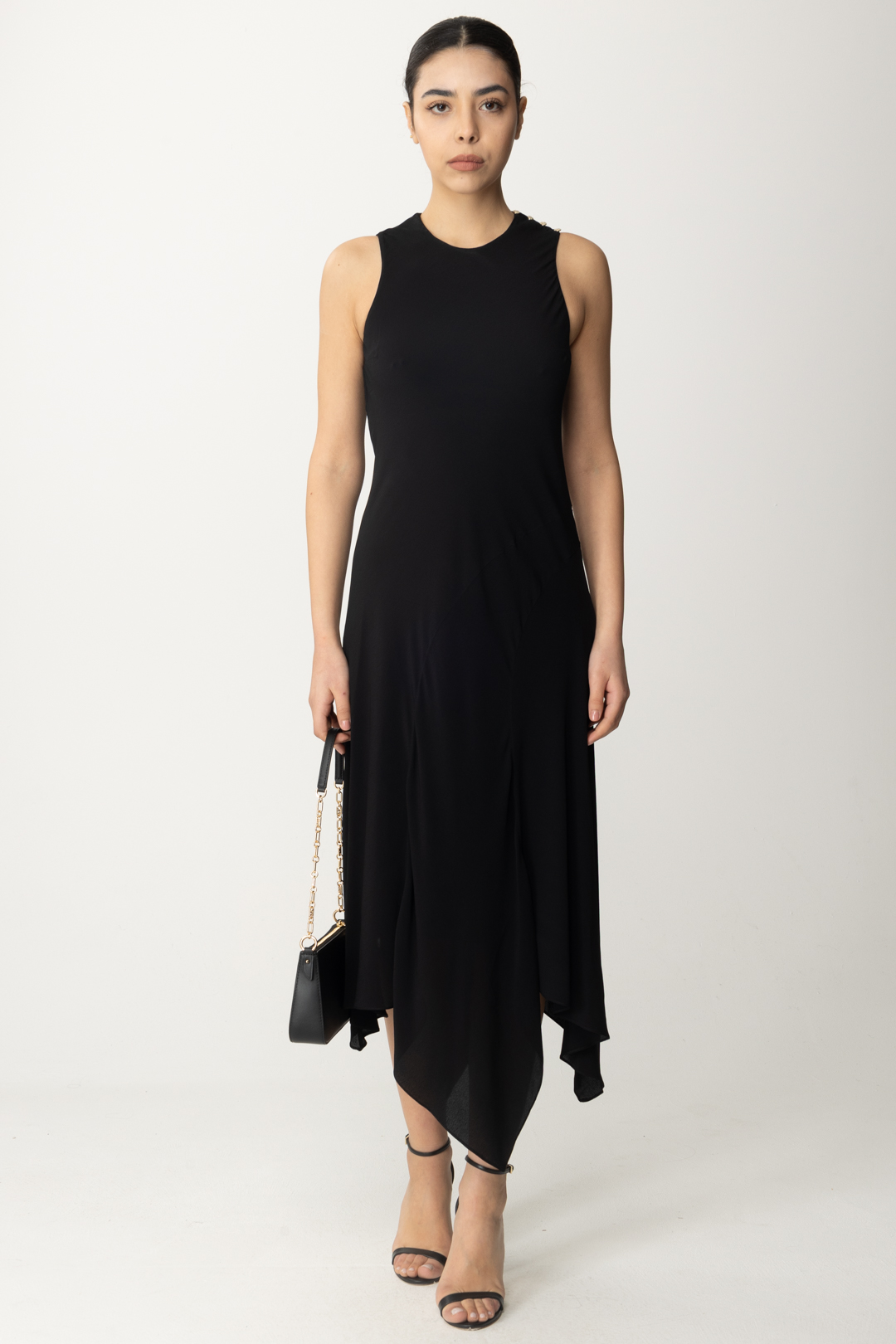 Preview: Patrizia Pepe Long dress with asymmetrical hem Nero