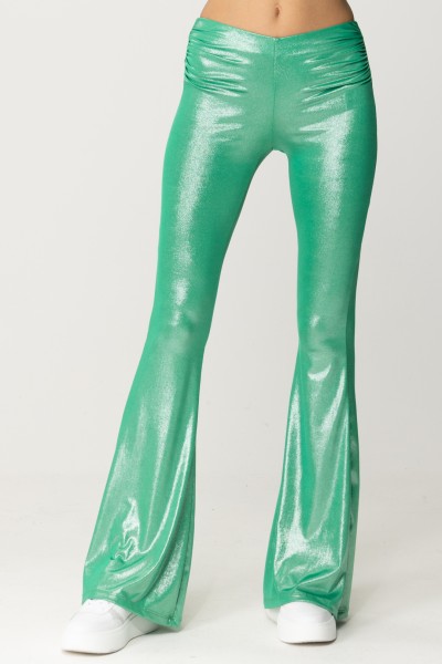 Aniye By  Terry flared trousers in laminated jersey 185786 GREEN