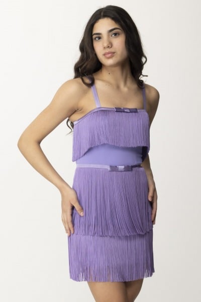 Elisabetta Franchi  Mini Dress with Fringes and Bows AB63542E2 IRIS