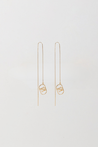 Elisabetta Franchi  Dangling Oval Logo Earrings OR54M42E2 ORO GIALLO