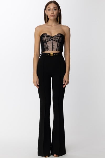 Elisabetta Franchi  Top bustier in lace with heart neckline TO04327E2 NERO/CARNE