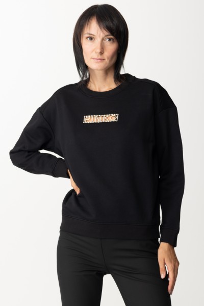 Pinko  Kurzes Sweatshirt mit Strass-Logo 101607 A12I NERO LIMOUSINE