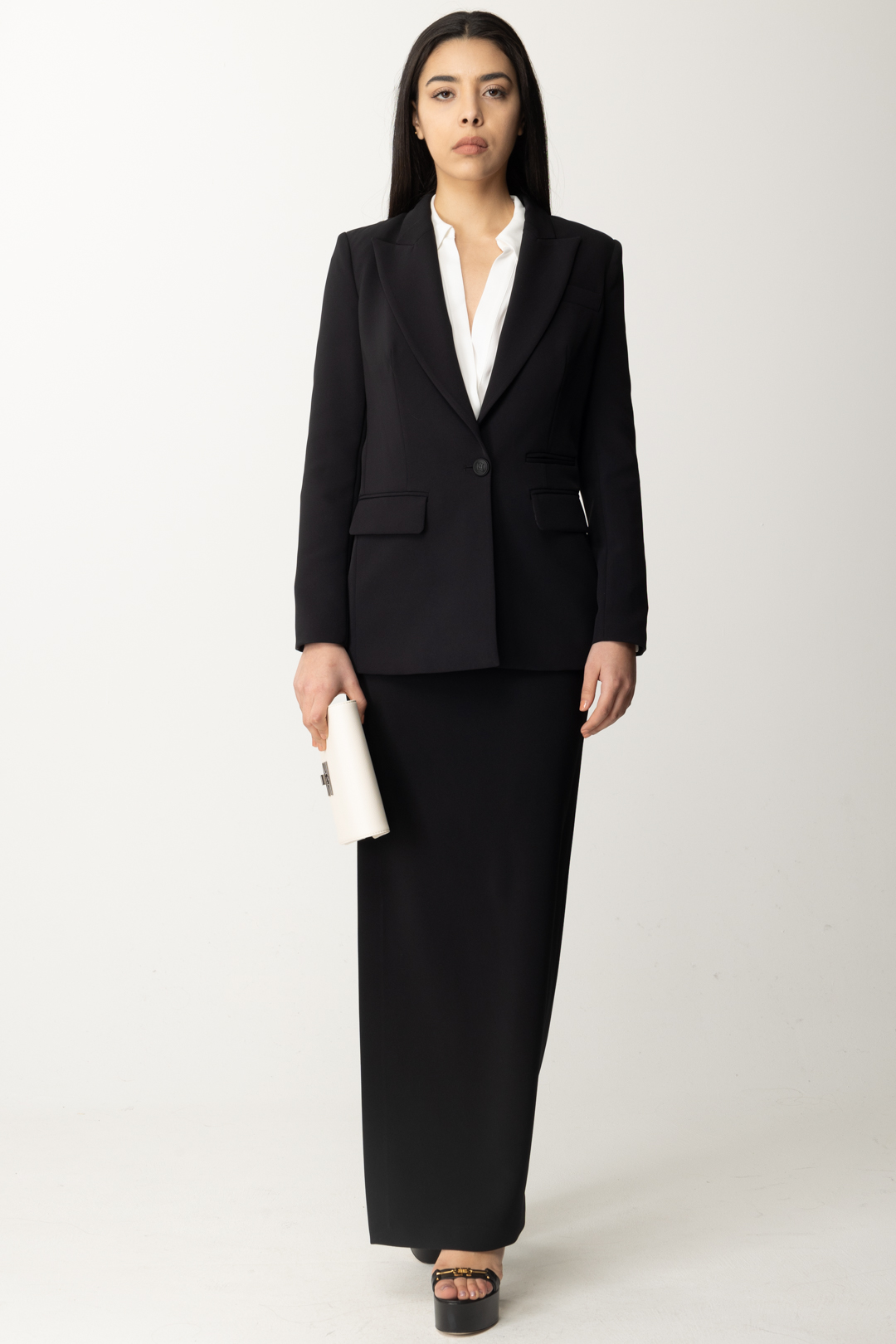 Preview: Elisabetta Franchi Single-breasted jacket with shawl lapel Nero