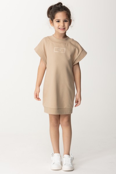 ELISABETTA FRANCHI BAMBINA  Sweatshirt dress with logo EFAB5170FF002.0025 SAND