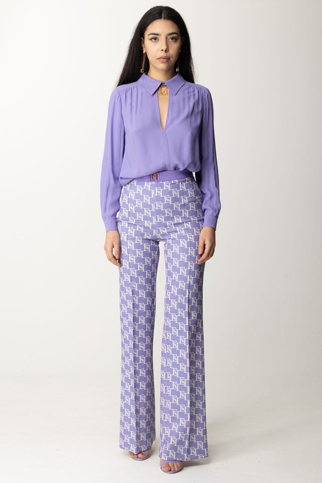 Preview: Elisabetta Franchi Shirt with neck accessory and back neckline IRIS