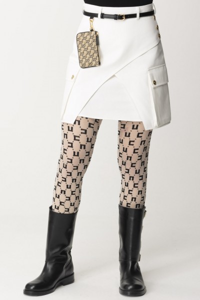 Elisabetta Franchi  Miniskirt with Pockets and Belt GO01642E2 AVORIO