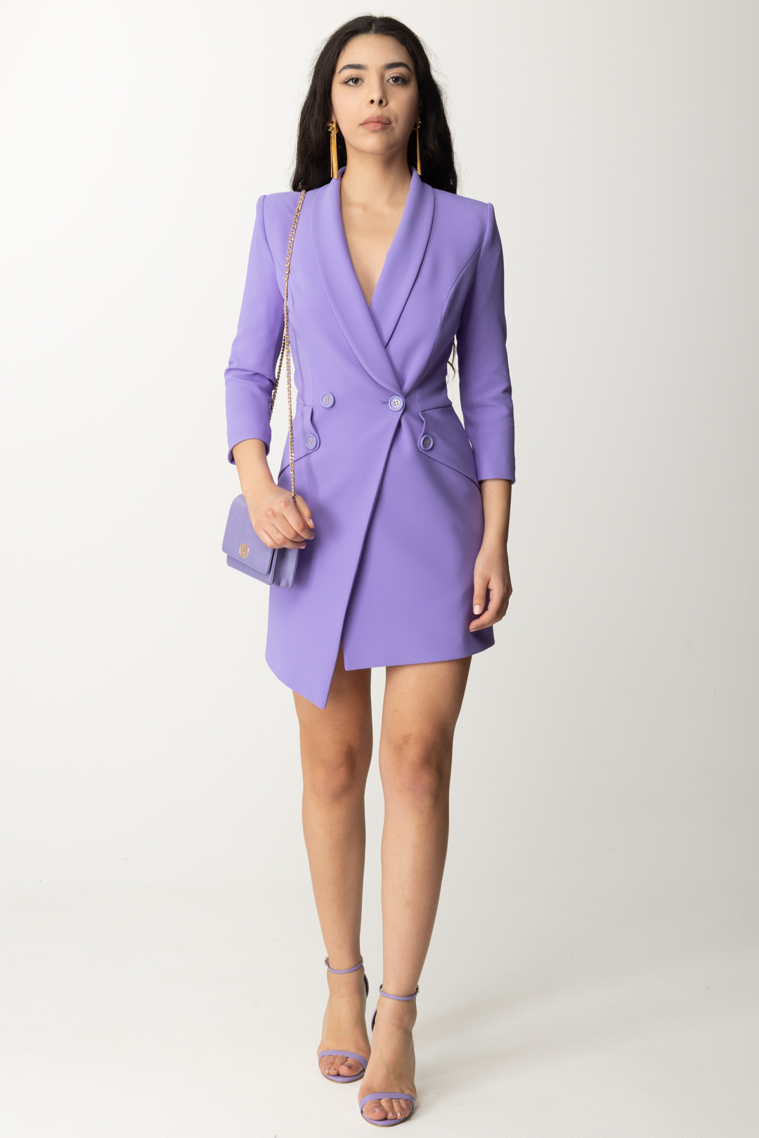 Preview: Elisabetta Franchi Asymmetric Double-Breasted Dress in Stretch Crepe IRIS