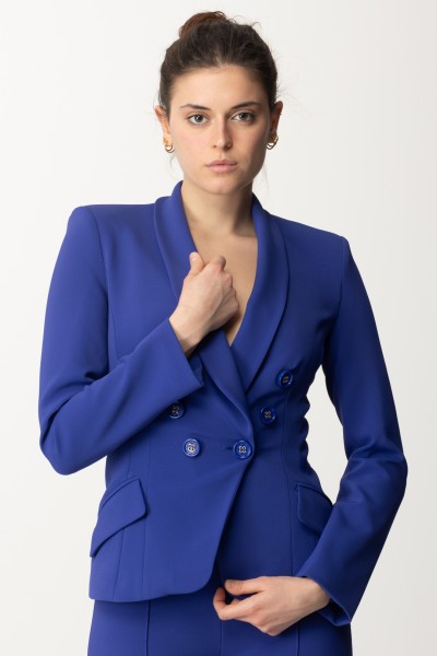 Elisabetta Franchi  Double-breasted jacket with shawl lapels GI07241E2 BLUE INDACO