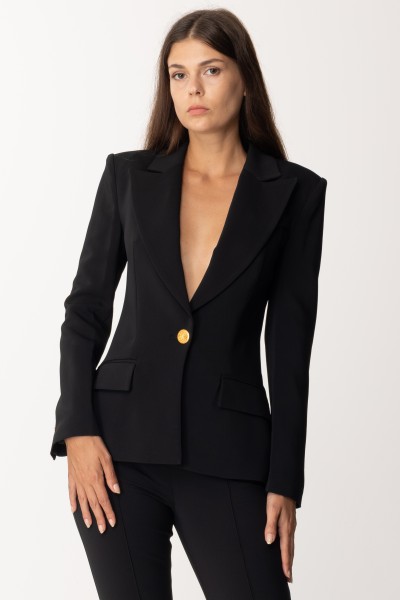 Elisabetta Franchi  Crepe jacket with jewel button GI07637E2 NERO