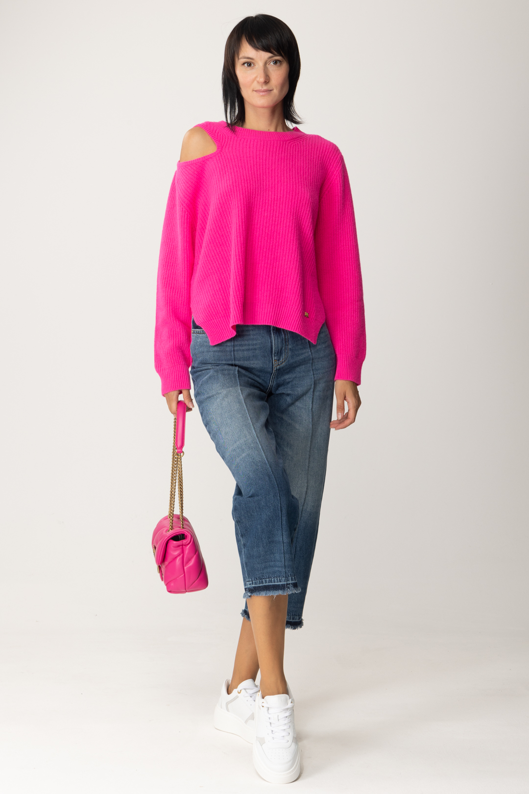Preview: Pinko Jumper with cut-out shoulder FULMINE ROSA