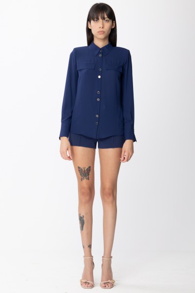 Elisabetta Franchi  Georgette shirt with enamelled buttons CA01426E2 INCHIOSTRO