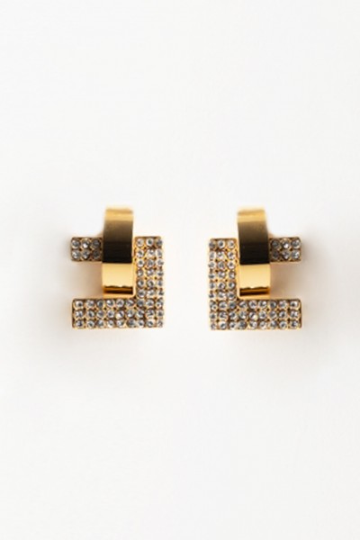 Elisabetta Franchi  Single C-shaped Earrings with Rhinestones OR36K41E2 ORO GIALLO