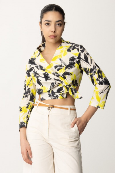 Alessia Santi  Krótka koszula z węzłem i kwiatowym wzorem 411SD35034 BURRO-NEON