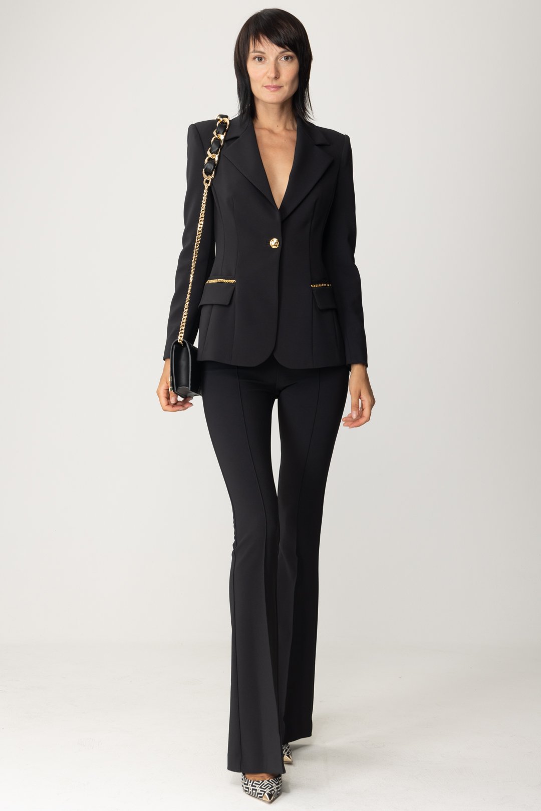 Preview: Elisabetta Franchi Jacket with gold accessories Nero