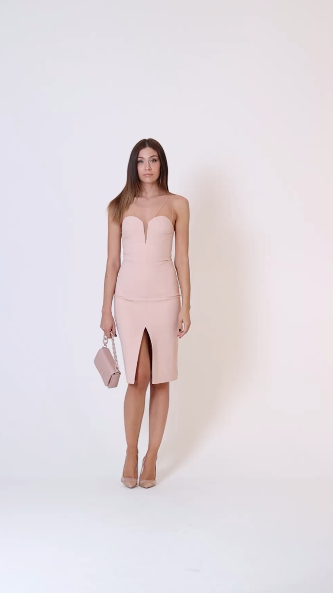 Preview: Elisabetta Franchi Sweetheart neckline sheath dress with tulle insert Rosa Baby