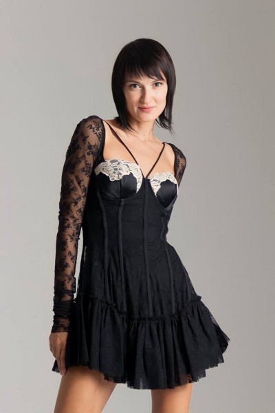 Aniye By  Mini dress with lace and tulle 181525 NERO