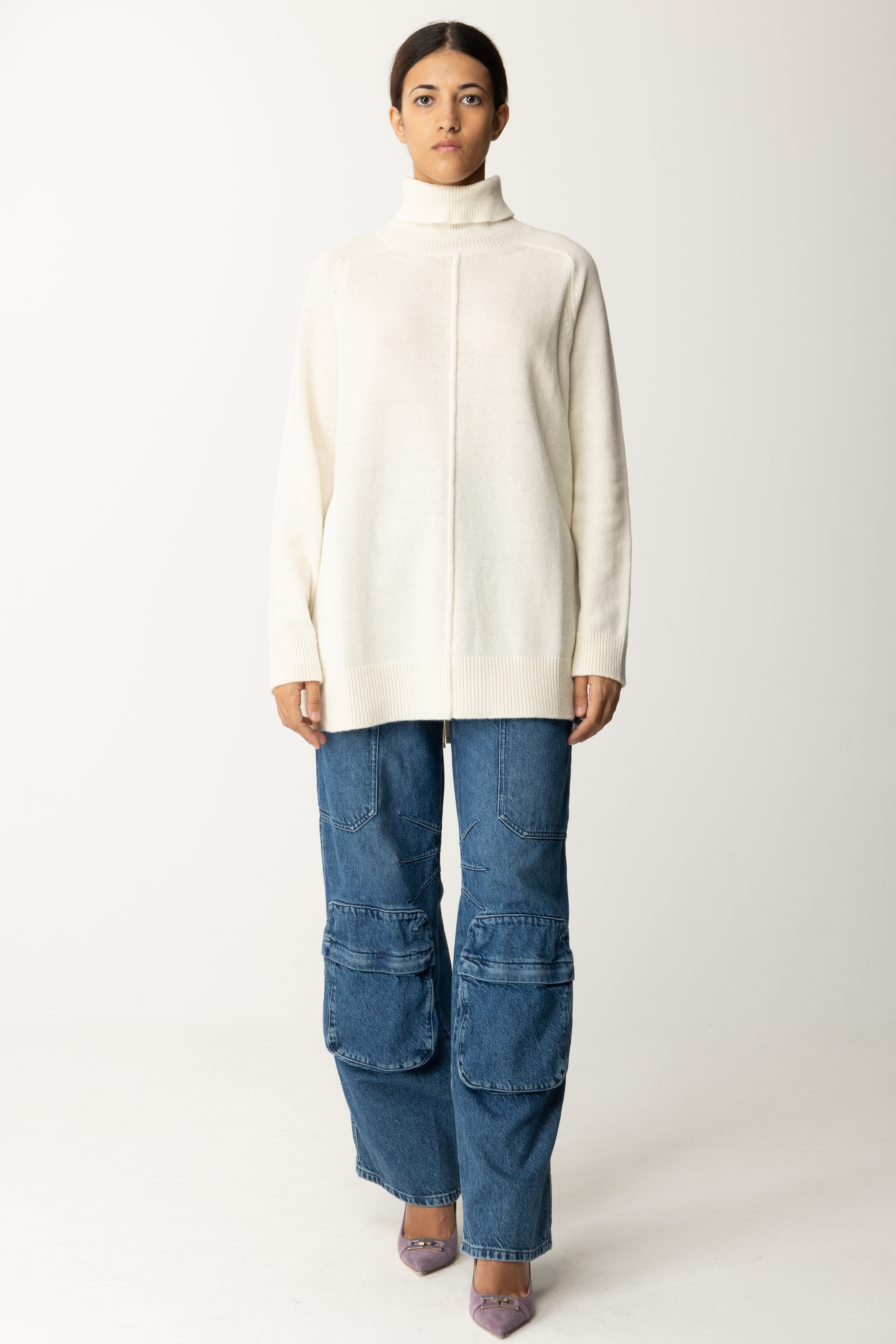 Preview: Semicouture Wool turtleneck with slit on the back MERINGA