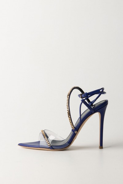 Elisabetta Franchi  Leather sandals with groumette SA27L41E2 BLUE INDACO