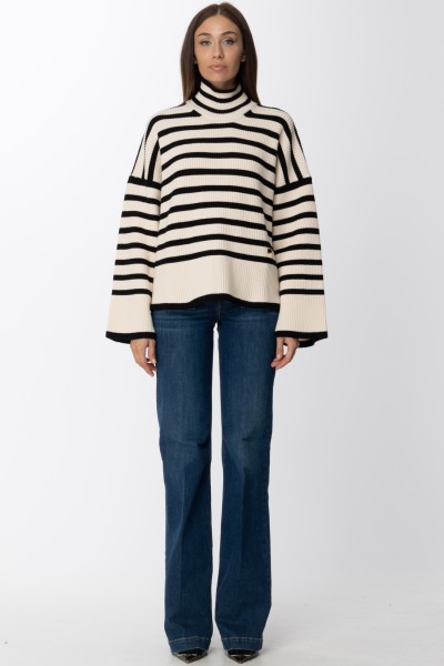 Elisabetta Franchi  Maxi striped sweater MK60M27E2 BURRO/NERO