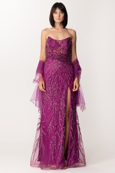 Fabiana Ferri  Long dress with sequins and side slit 30901 VIOLET