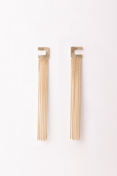 Elisabetta Franchi  Earring with knurled logo and chains OR39A31E2 ORO