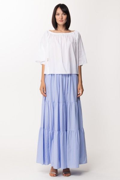 Gina  Flounced skirt with micro stripes GI120309-A Cielo/Bianco