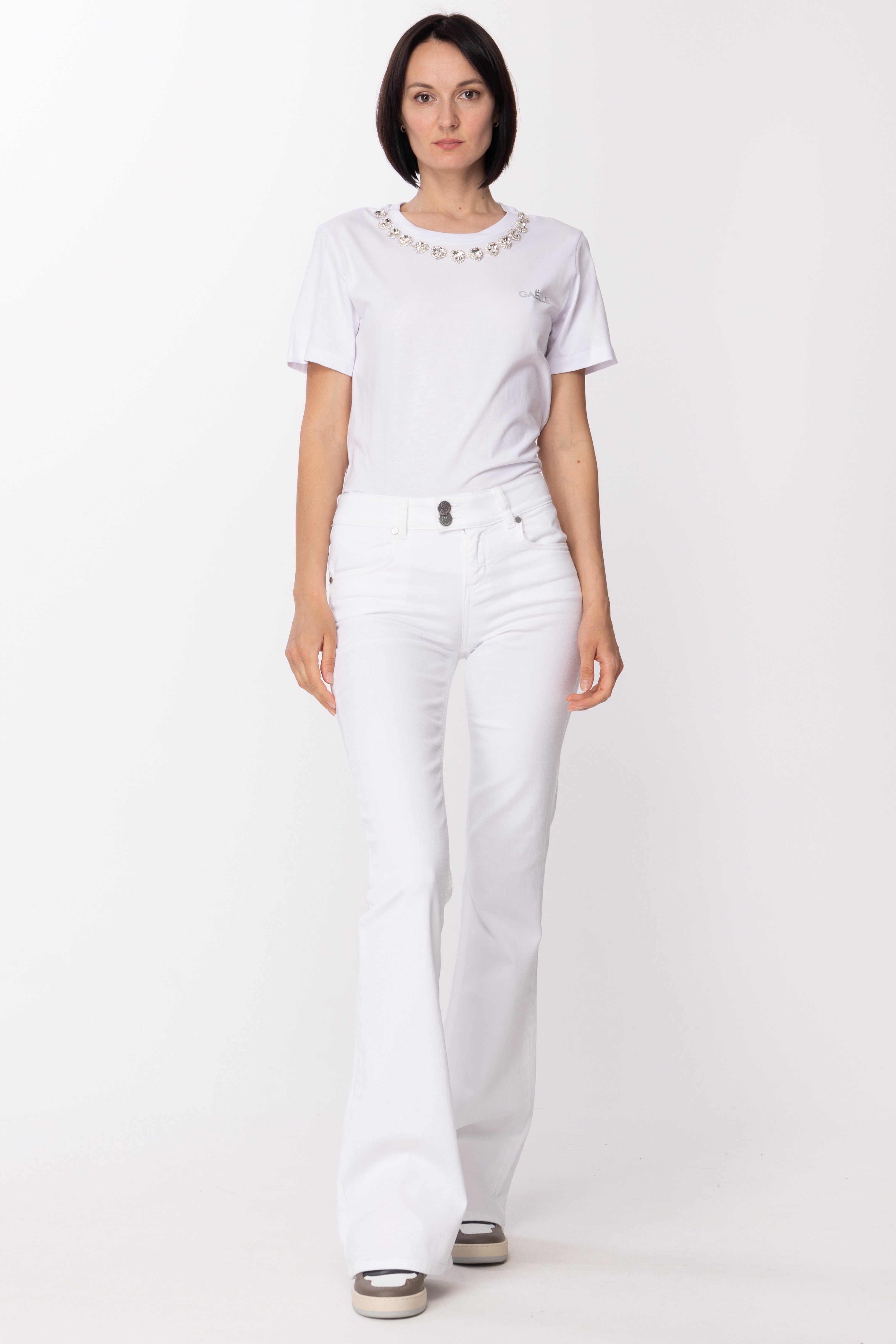 Anteprima: Gaelle Paris T-shirt con cuori in strass Bianco