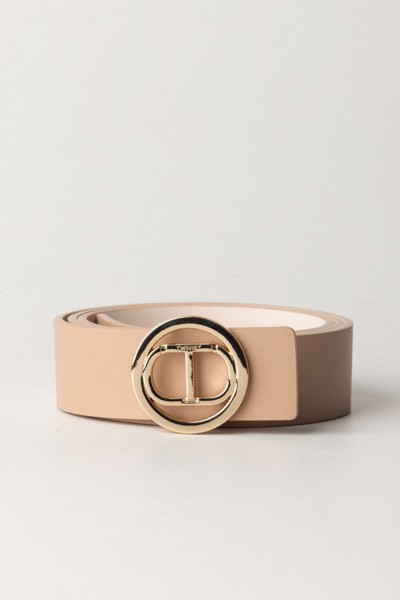Twin-Set  Reversible Belt with Logo Buckle 241TO5550 CARAMELLO/PALE PEACH