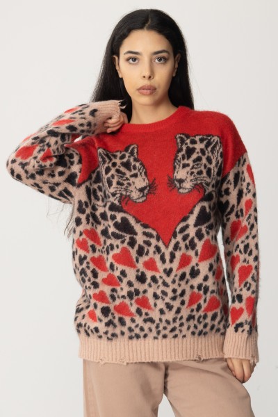 Aniye By  Pullover mit Leopardenmuster 181040 RED LEO