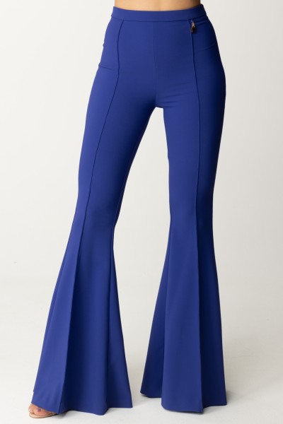 Elisabetta Franchi  Flared trousers with charms PA02441E2 BLUE INDACO