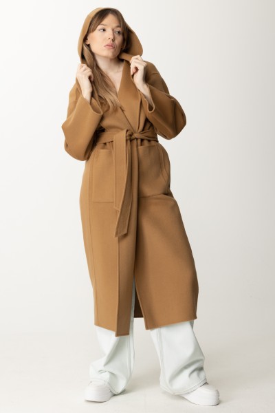 Pinko  Long wool coat with hood 101634 Y27P CAMMELLO MOCACCINO